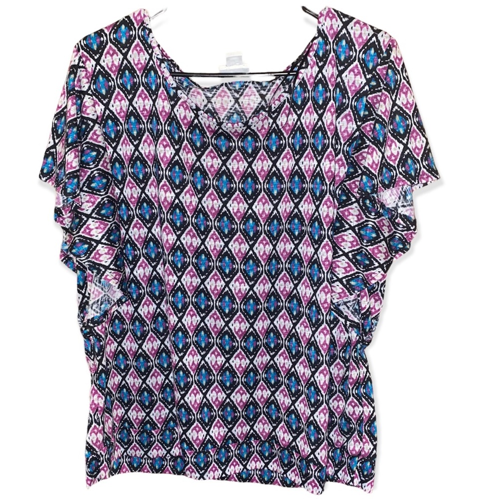 JACLYN SMITH Women’s Top Aztec Design. SZ XXL Teal and Purple